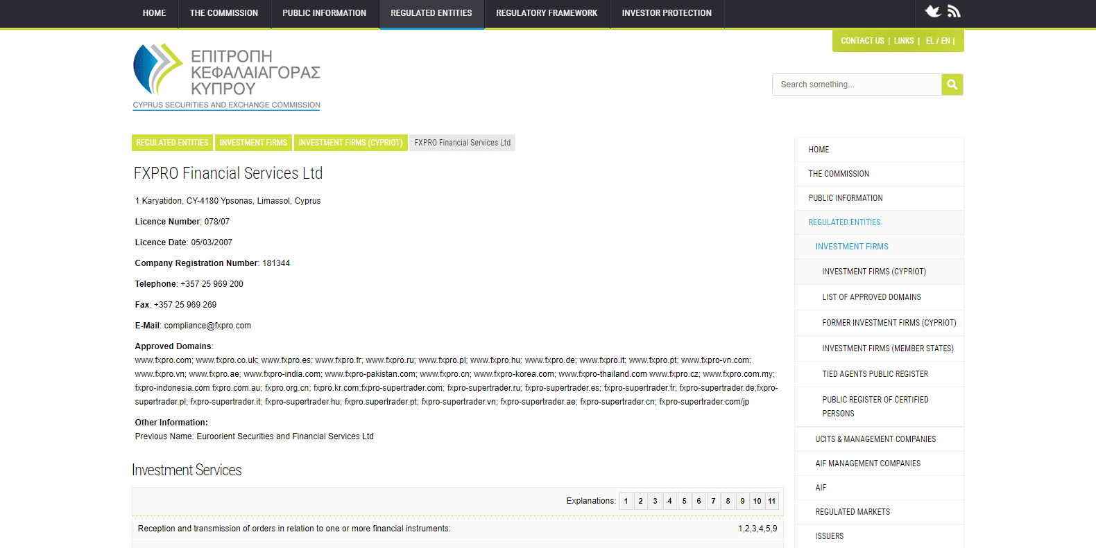 Regolamento CySEC di FxPro